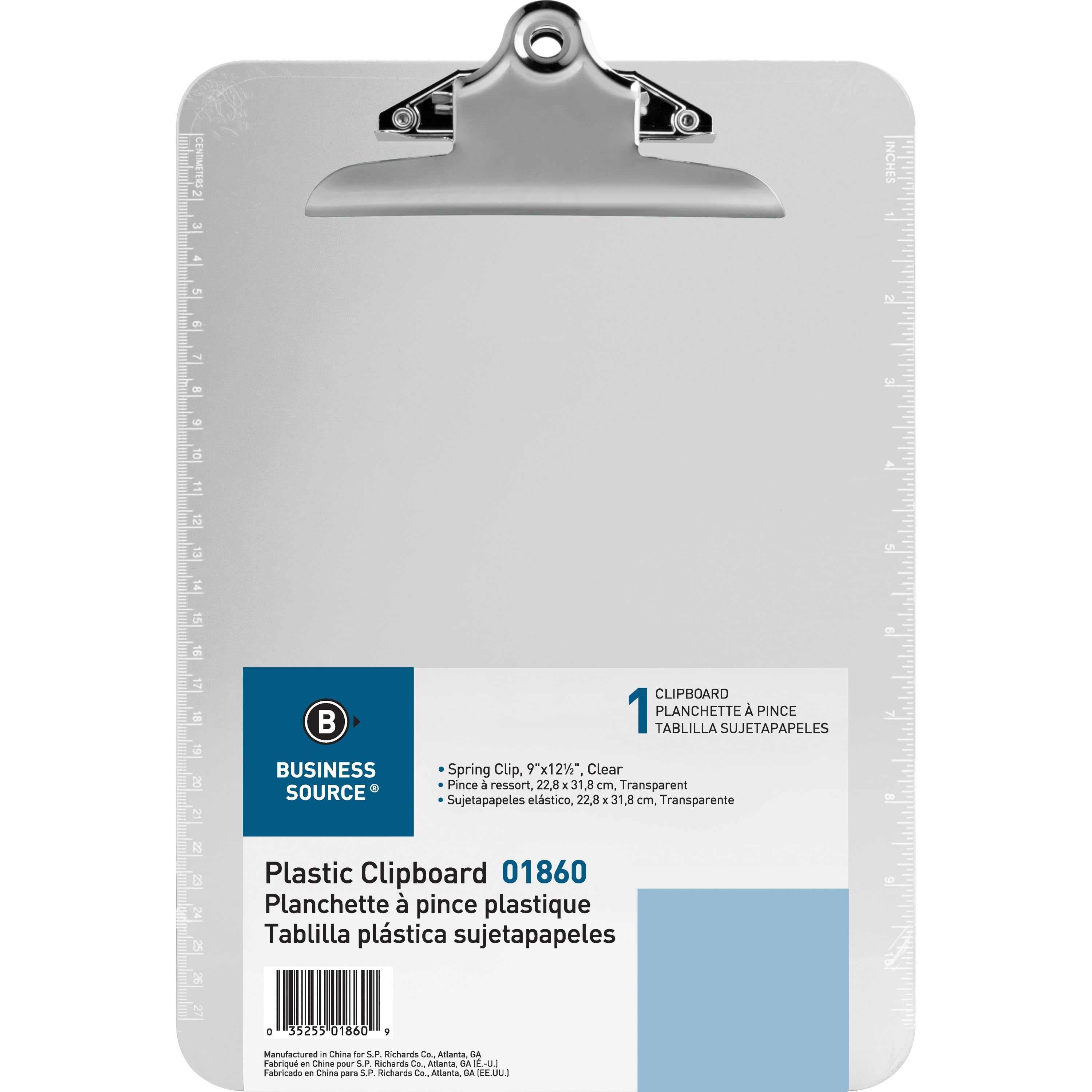 Business Source Transparent Plastic Clipboard Smoke 1 Each BSN01870 
