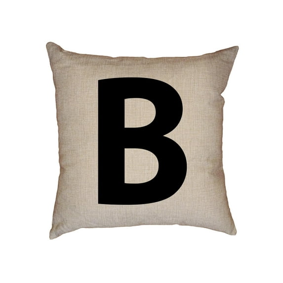 Monogram - B - Letter in Stately Black Decorative Linen Throw Cushion Pillow Case with Insert