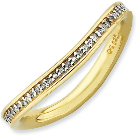 Stackable Expressions Diamond Sterling Silver Gold-Plated Wave Ring