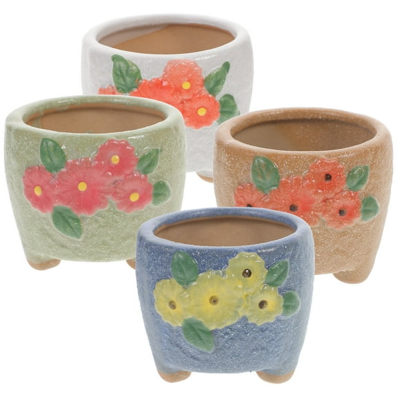 Alasum 4pcs Hand Painted Strawberry Flower Pots Succulent Plant Containers With Drain Design For Home And Patio