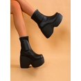 thumbnail image 4 of Spring/autumn Women's Chunky Heel Short Boots With Pu Leather Upper & Elasticity, 4 of 5