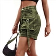 thumbnail image 2 of Shorts Vaqueros Cargo para Mujer - Shorts Casuales de Verano Vintage con Botones y Cremallera Verde M, 2 of 8