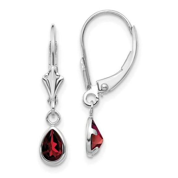 Primal Gold 14 Karat 6x4mm White Gold Garnet January Earrings
