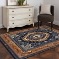 thumbnail image 5 of Blue Burnt Orange Boho Area Rug 4x6 Washable Rug Non Slip Antique Southwestern Tribal Large Area Rug Indoor Floor Carpet for Entryway Bedroom Kitchen Living Room Home Office Dining Room Nursery, 5 of 8