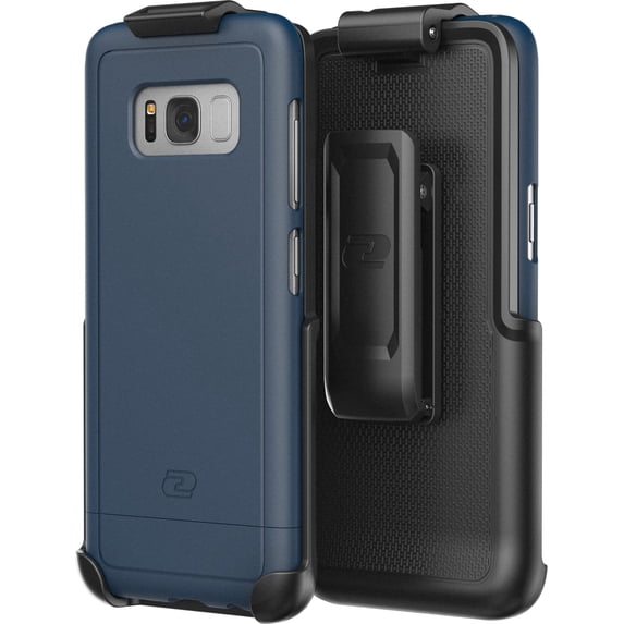 Galaxy S8 Plus Belt Case and Holster Clip (secure fit) SlimShield Armor By Encased (Samsung S8+) (Deep Blue)