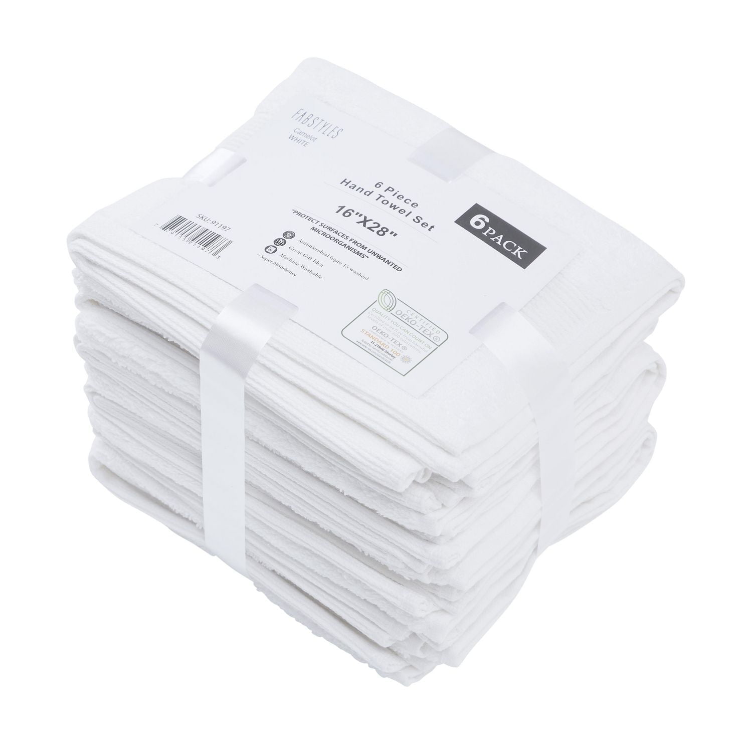 Fabstyles Super Soft and Absorbent Hand Towel, Luxury Hand Towels for Spa, Home, and Hotel, Quick Dry Hand Towels, Set of 6, 16 x 28 Inches