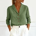 thumbnail image 2 of GUACER Long Sleeve Blouses for Women Casual Cotton Linen Button Down V Neck Loose Elegant Business Clothes, 2 of 8