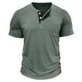 thumbnail image 4 of DPTALR George Men's Henley Shirts,Short Sleeve Summer Casual,Classic Cotton T-Shirts with Pocket,Button Shirt,Green,Big and Tall Men XXXL, 4 of 5