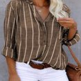 thumbnail image 2 of Blusa de rayas para mujer, blusa con estampado de rayas para mujer, camisa de manga larga para mujer, blusa holgada de rayas para mujer diseñada para el futuro, 2 of 5
