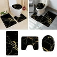thumbnail image 2 of 2X Floor Mats, 1X Toilet Seat Cover Black and Gold 3 Pieces Bathroom Rugs Set Rug Mat and Toilet Lid Cover, 2 of 7