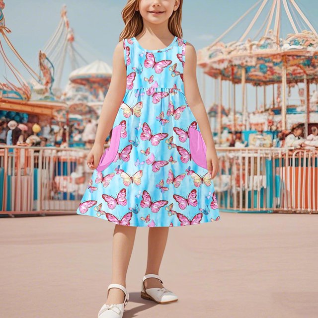 LOVZFMLL Robe Décontractée à Manches Courtes pour Fille avec Blocs de Couleur