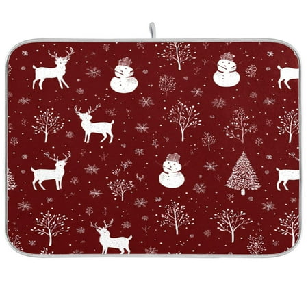 Kitchen Drying Mat Kitchen Drying Pad 18x24In Drying Dish Mat Dish Drying Mats Kitchen Countertop Multi-Function Drain Drying Mat Seamless Christmas Elements