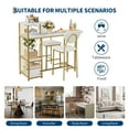 thumbnail image 4 of 3-Piece Dining Table Set for 2, Expandable Bar Table and Chairs Set, with Storage Shelves and Wine Rack, for Living Room, Apartment, White, 4 of 9