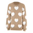 thumbnail image 6 of VISALY Valentines Tops for Women Love Print Heart Sweater Knit Sweater Base Sweater Cozy Sweaters Dressy Sweaters Casual Sweaters Fitted Pullover Sweater Casual Sweaters Trendy Dressy Tops Khaki Xxl, 6 of 7