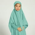 thumbnail image 6 of IBTOM CASTLE Kids Girls Long Sleeve Full Cover Hijab Kaftan Dubai Islamic Prayer Dress Abaya Muslim Hooded Robe Ramadan Clothing 6-7 Years Light Green, 6 of 8