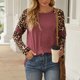 thumbnail image 2 of Moda mujer cuello redondo estampado Pachwork manga larga Casual Tops camiseta blusa Fridja  hj1426, 2 of 4