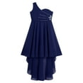 thumbnail image 3 of inhzoy Girls Single Shoulder Wedding Bridesmaid Birthday Princess Dresses Rhinestones High-Low Cocktail Evening Gowns Navy Blue 16, 3 of 5