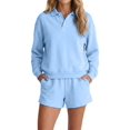 thumbnail image 3 of Women's 2 Piece Sets Long Sleeves Top Shorts Casual Trendy Outfits M, 3 of 9