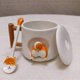 thumbnail image 2 of Preciosa taza de pareja, taza de cerámica con tapa y cuchara, con novedosa forma de Chaigou 3D, ideal para San Valentín, Día de la Madre, cumpleaños y regalos de oficina (blanco), 2 of 5