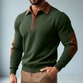 thumbnail image 7 of TOUMENY Men Sweater Button Down Long Sleeve Solid Collared Slim Tops Fall Winter Casual Vintage Fashion Pullover Army Green L, 7 of 7