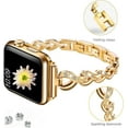 thumbnail image 4 of Women's Stainless Steel Band for Apple Watch 49mm 46mm 45mm 44mm 42mm - Fancy Heart Rhinestone Bling Strap, Dressy Metal Link Bracelet for Apple Watch Series 10/9/8/7/SE/6/5/4/3/2/1/Ultra 2/1, Gold, 4 of 6