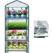 4-Tier Greenhouse Replacement Cover Clear PVC Greenhouse Replacement Cover with Roll-Up Zipper Door - 27" L x 19" W x 61" H (Cover Only)