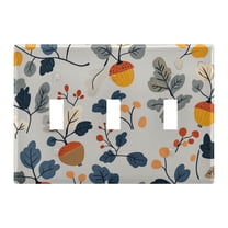 Yayeee Toggle Light Switch Wall Plate 3-Gang 6.37"x4.48" Decorative Outlet Cover, Acorn Leaves Pattern