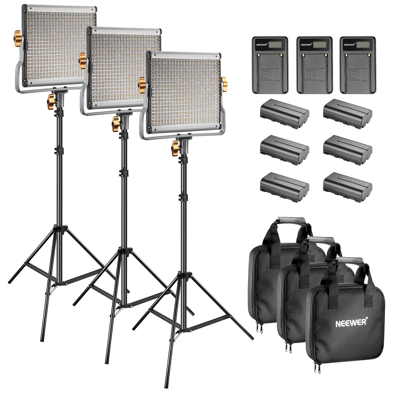 Neewer BiColor LED 480 Video Light and Stand Kit with Battery and
