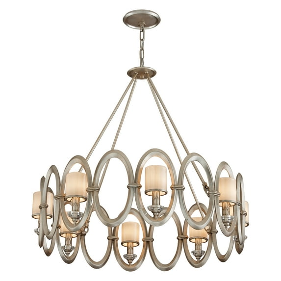 Eight Light Satin Silver Leaf Candle Pendant