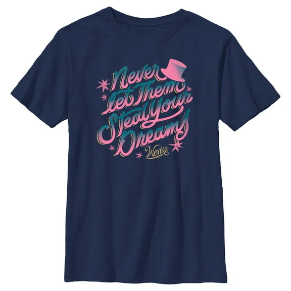Boy's Wonka Never Let Them Steal Your Dreams  Graphic Tee Navy Blue Small