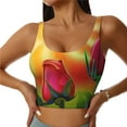 thumbnail image 2 of Haiem Rose Psychedelic Pattern Womens Sports Bra - U Neck Padded Low Impact Yoga Bra Workout Crop Top Gym Moisture-Wicking Workout Vest -Large, 2 of 9