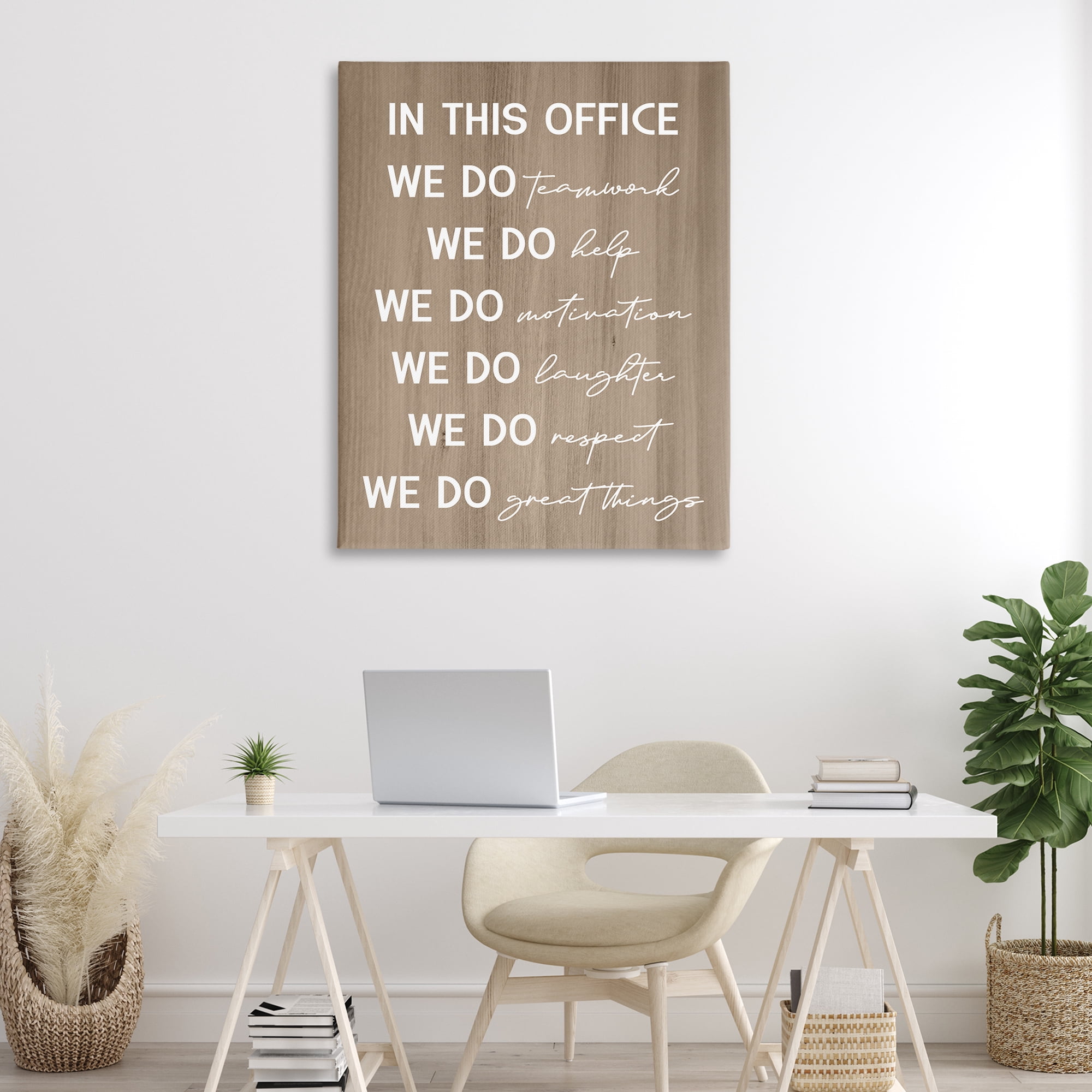 Stupell Industries In This Office Motivational Text & Numbers Painting Wrapped Canvas Art Print Wall Art, 36 x 48