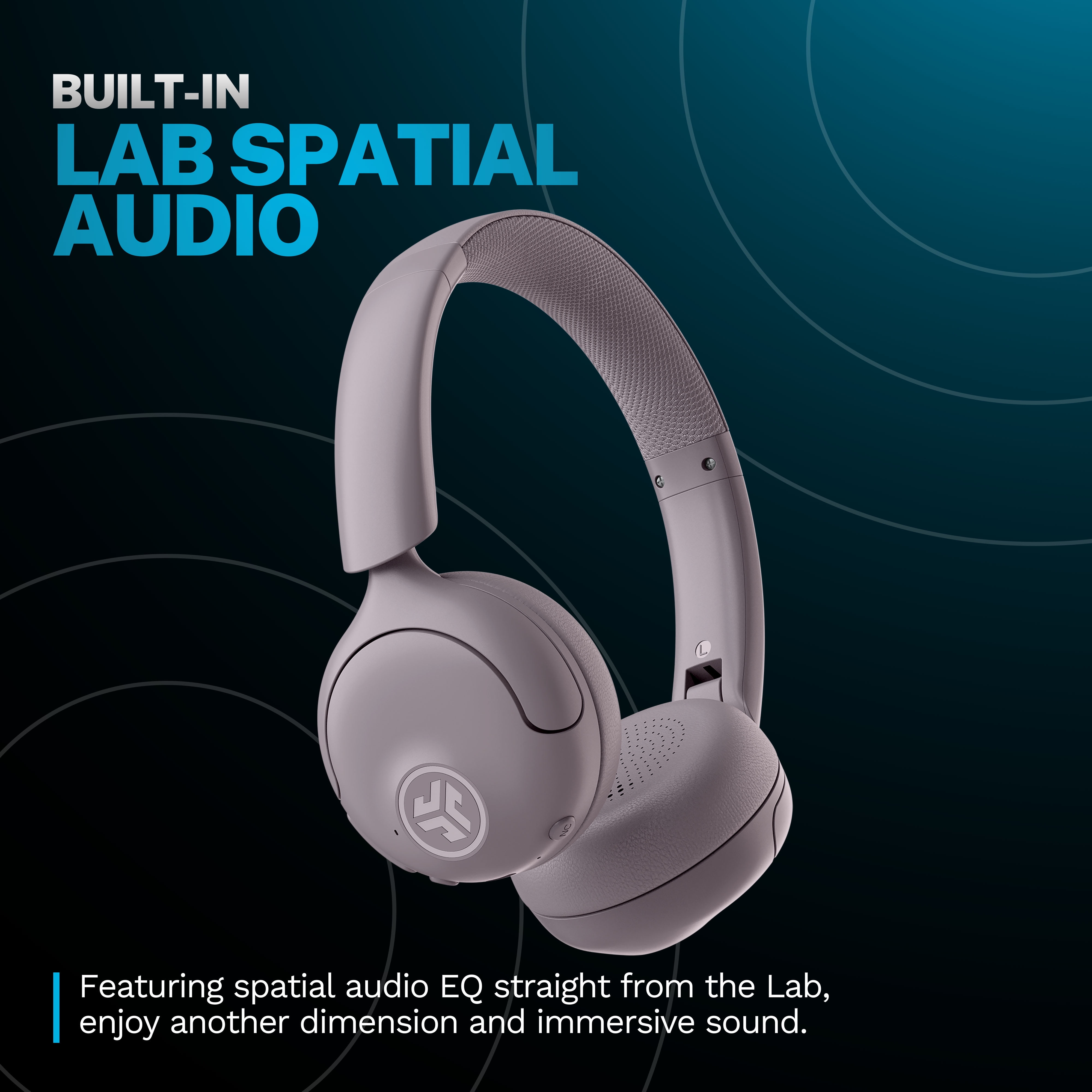 JLab GO Lux ANCHeadphones, On Ear, 70+ Hour Bluetooth Playtime, Mauve