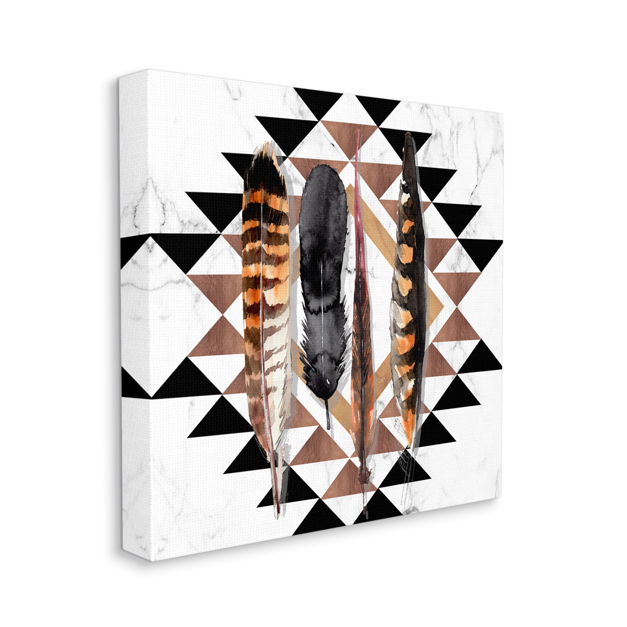 Stupell Industries Boho Feathers on Geometric Animals & Insects Painting Gallery Wrapped Canvas Print Wall Art, 30 x 30