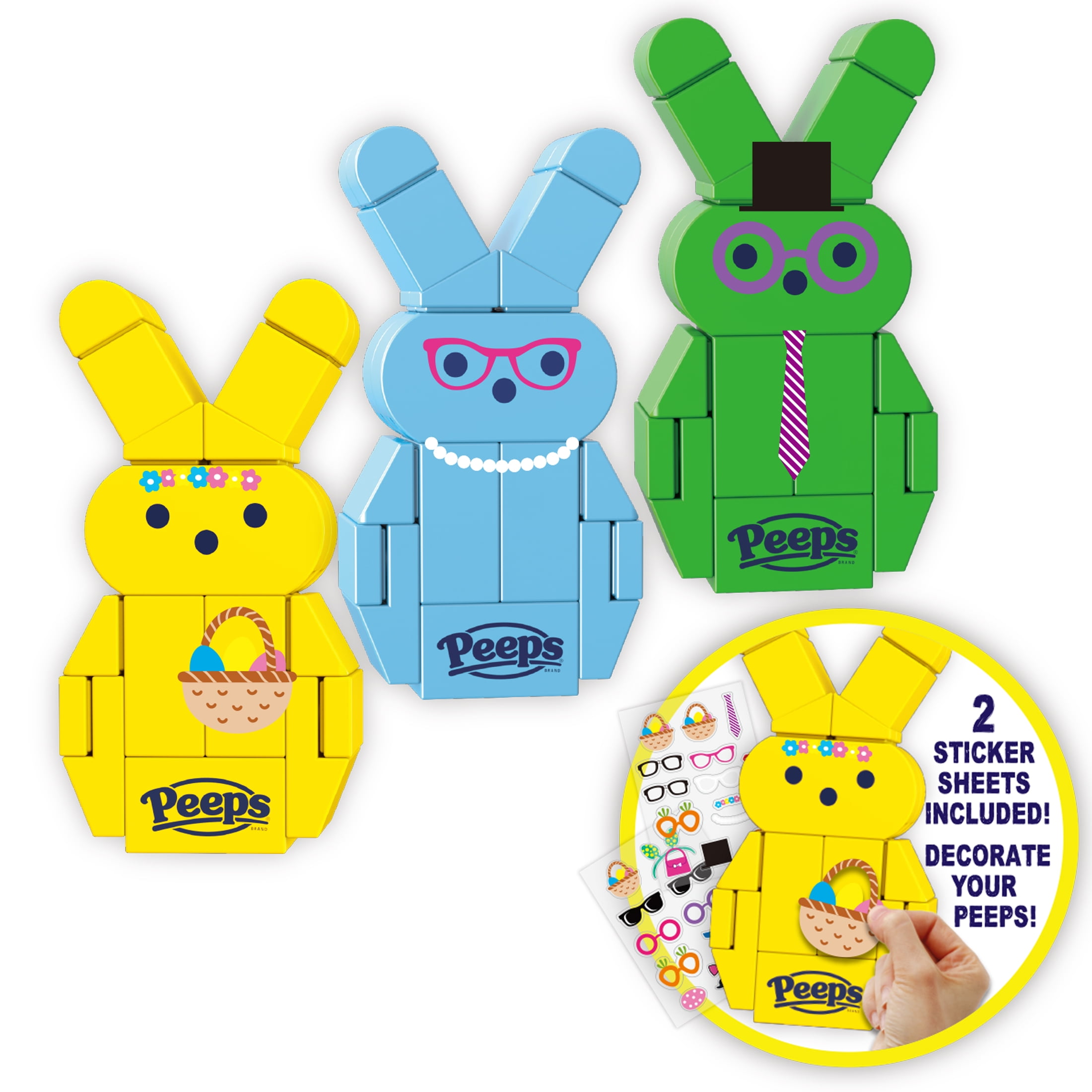 Brickcraft Peeps 3 Pack Bunnies - Blue, Green, Yellow Brick