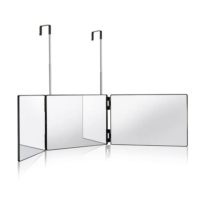 POINTERTECK LED 3 Way Mirror for Self Hair Cutting Mirror Vanity Mirror Barber Supplies Accessories 360 Makeup Mirror with Light Trifold Mirror to See Back of Head