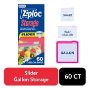 Ziploc® Brand Food Storage Slider Gallon Bags, Power Shield™ Technology, Expandable Bottom, 60 Count