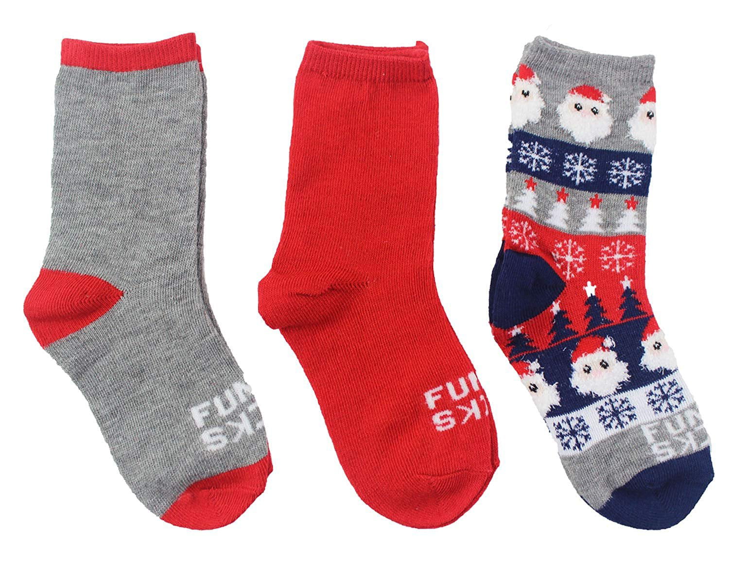 Funky Socks Kids 3-Pack Crew Socks Holiday Mix (Ho Ho - Navy, Kids Shoe ...