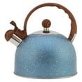 thumbnail image 1 of Stainless Steel Stovetop Tea Kettle Gas Electric Applicable Wood Grain Handle Water Kettle 2.5L Blue Whistling Teapot for Farmhouse Outdoor, 1 of 7