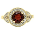 thumbnail image 2 of Dazzlingrock Collection 10K 7.5 MM Round Garnet,Champagne & White Diamond Halo Bridal Engagement Ring, Yellow Gold, Size 7, 2 of 6