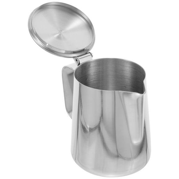 Masteelf Espresso Frothing Pitcher Stainless Steel Coffee Frothing Pitcher Metal Milk Frothing Cup with Lid