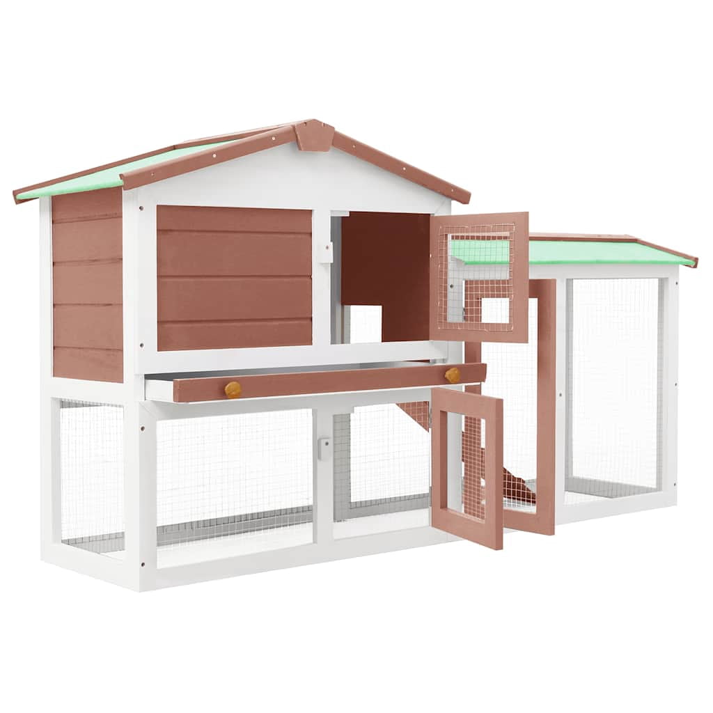 vidaXL Rabbit Hutch Bunny Cage with Pull Out Tray and Ramp Solid Wood Pine