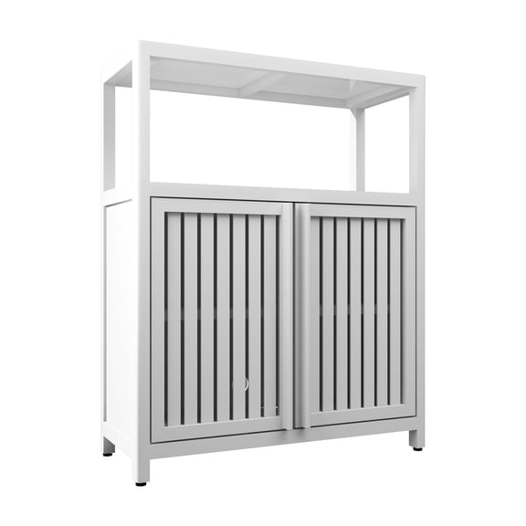 Lisonu Natural Bamboo Large Capacity Storage Cabinet with Shelves for Bathroom and Living Room