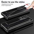 thumbnail image 3 of ShellTech for Samsung Galaxy Z Fold 7 Leather Hard PC Plating Case with Pen Holder & Slim Stylus, with Kickstand, Hinge Protection, Screen Protector, Retro Leather Protective Cover,Black, 3 of 7