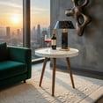 thumbnail image 4 of Demi Bonn Round Coffee Table, End Table, Round Side Sofa Coffee Table with Wooden Tray, for Living Room, Bedroom, White, 4 of 9
