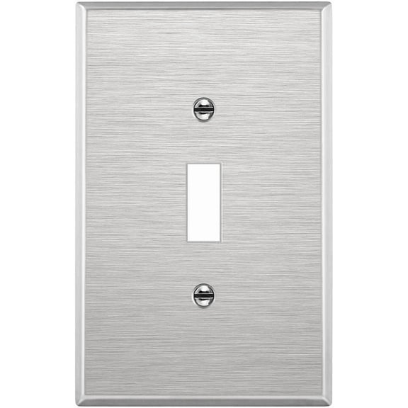 ENERLITES Toggle Light Switch Metal Midway Wall Plate, Corrosion Resistant, Mid-Size 1-Gang, UL Listed, 7711M, 430 Stainless Steel, Silver