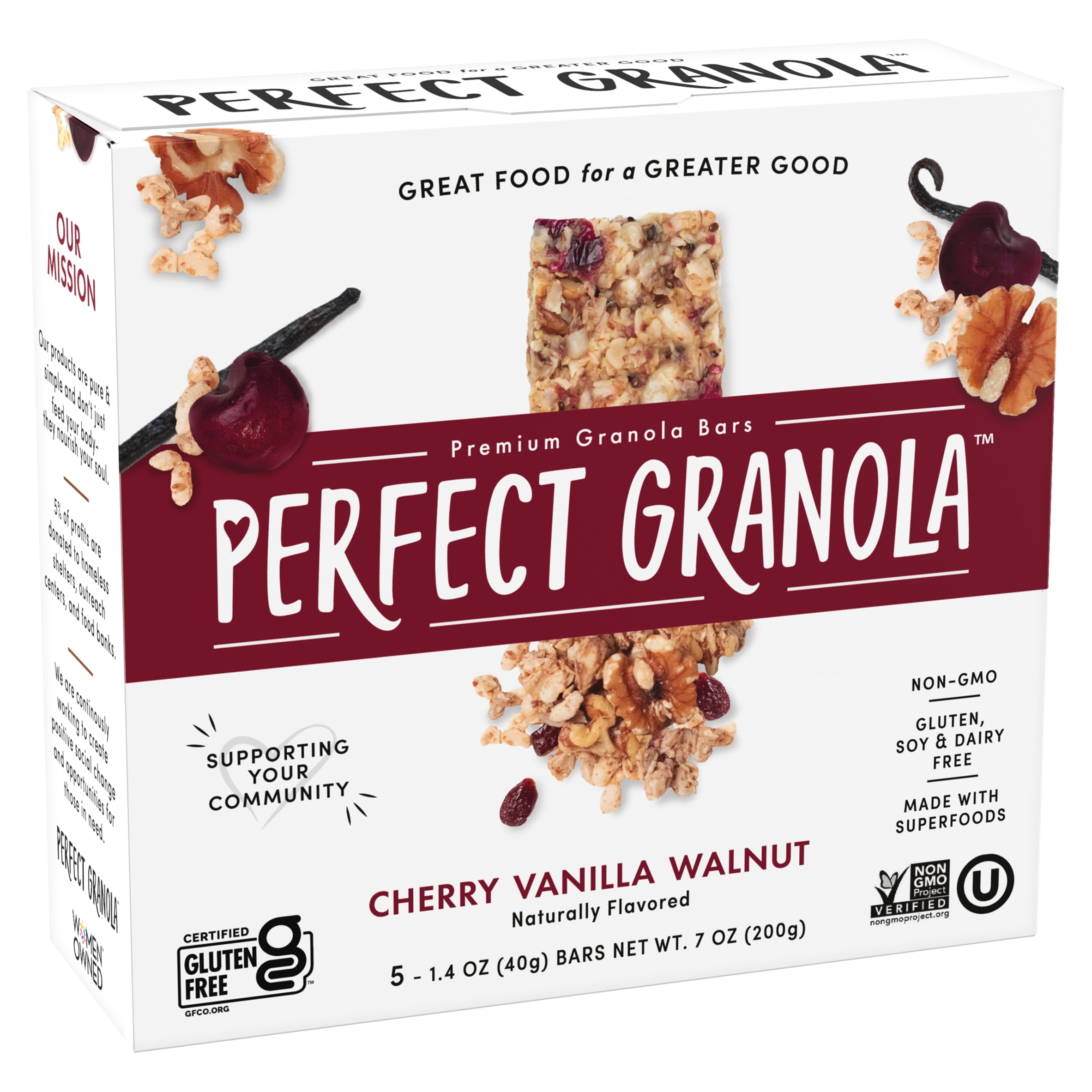 Perfect Granola Cherry Vanilla Walnut Premium Granola Bars, 1.4 oz, 5 Ct