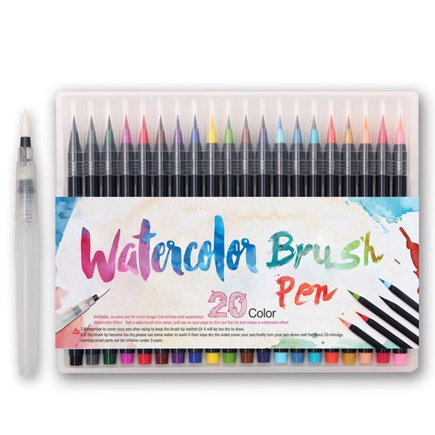 Juego de rotuladores con pincel para acuarela, rotuladores de colores con puntas dobles flexibles y suaves de primera calidad para niños y adultos (20 colores)
