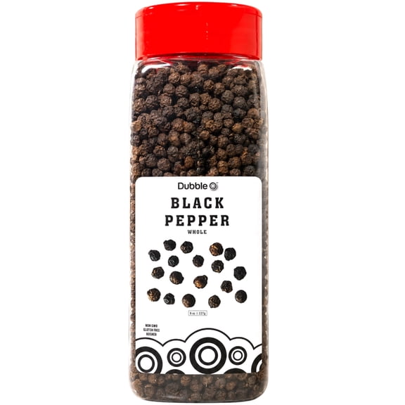 Whole Black Pepper for Grinder - 10 oz. ⦾ Non GMO, Kosher, Halal, and Gluten Free ⦾ Dubble O Brand