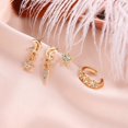 thumbnail image 3 of Ruanlalo 4Pcs/Set Bohemian Hollow Moon Star Rectangle Charms Rhinestone Ear Stud Earrings Golden, 3 of 6